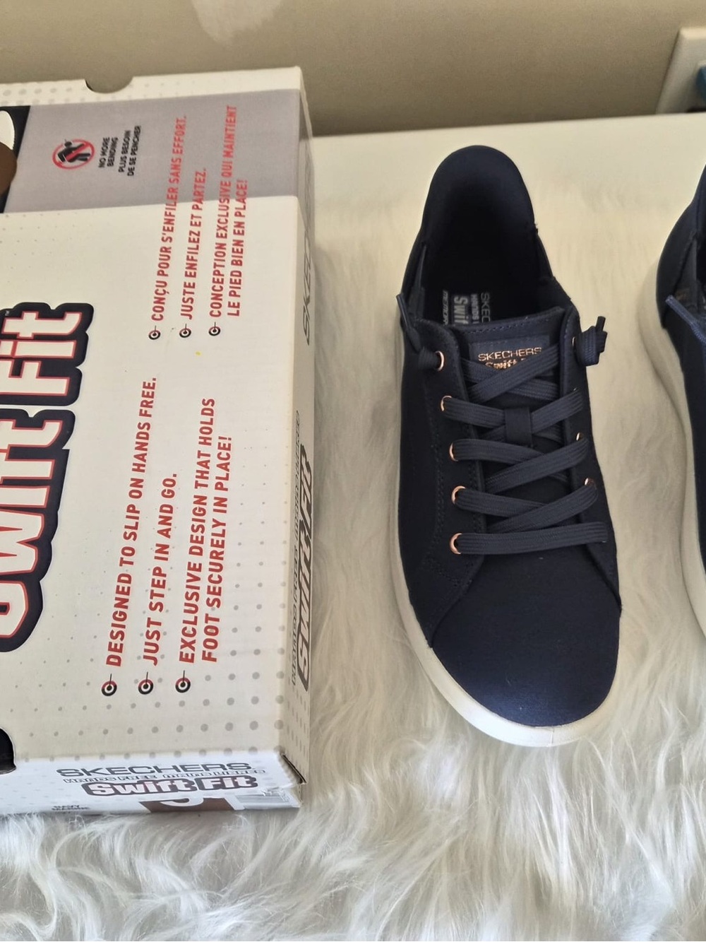 Skechers Women Sneakers, Blue with Rose Gold Eyelets - Size 9 - Picture 3 of 7
